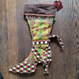 Cold Shoulders Hand-Crafted High Heel Christmas Stocking with Beads NEW with tag